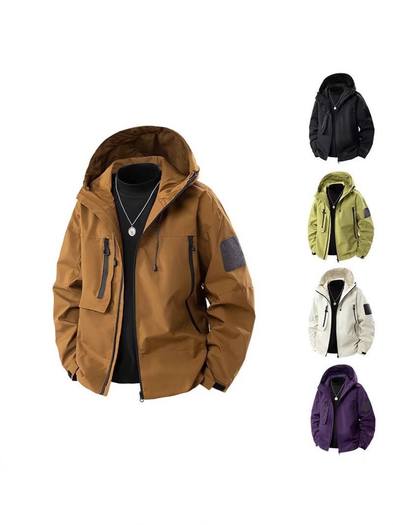 Three-Proof Series Men'S And Women'S Couple'S Autumn Outdoor Functional Jacket Workwear Jacket Hooded Loose Jacket - Image 2
